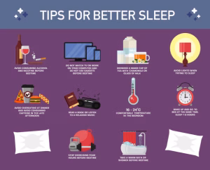 Tips For Better Sleep Useful Advice How To Get Healthy Sleep. Sleeping Habits Infographic.